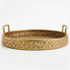 58-2 Luhpar Hammered Gold Round Metal Tray (Small / Medium / Large)