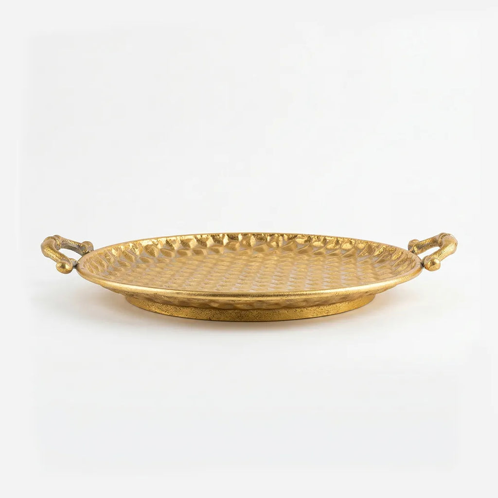 58-3 Luhpar Hammered Gold Round Metal Tray (Small / Medium / Large)