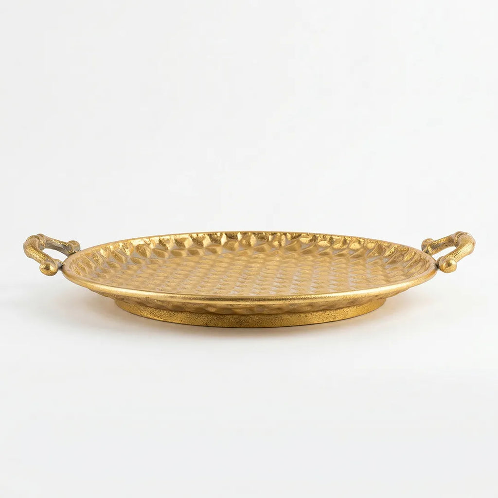 58-3 Luhpar Hammered Gold Round Metal Tray (Small / Medium / Large)