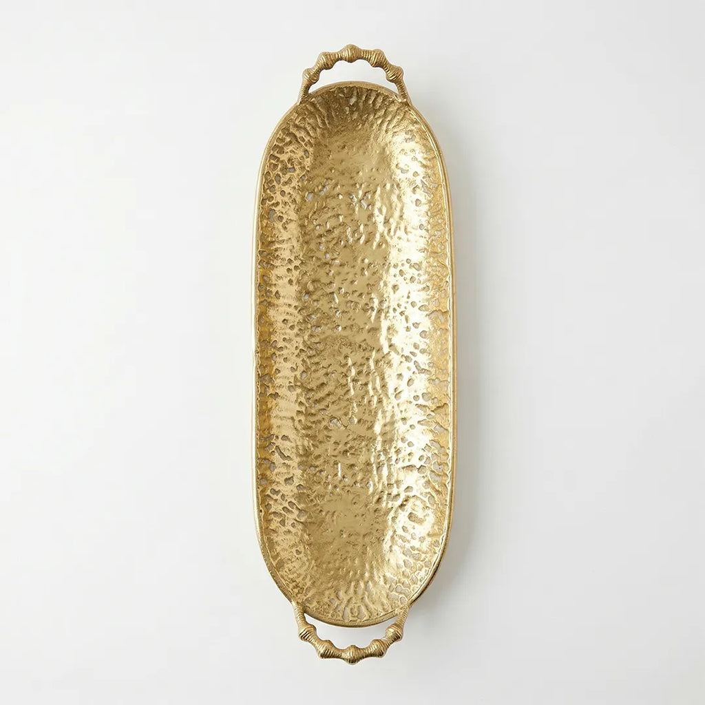 58-5 Luhpar Hammered Gold Oval Metal Tray (Small / Medium)