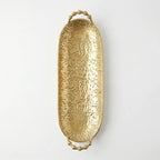 58-5 Luhpar Hammered Gold Oval Metal Tray (Small / Medium)