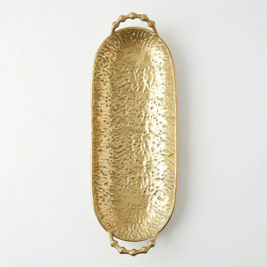 58-5 Luhpar Hammered Gold Oval Metal Tray (Small / Medium)