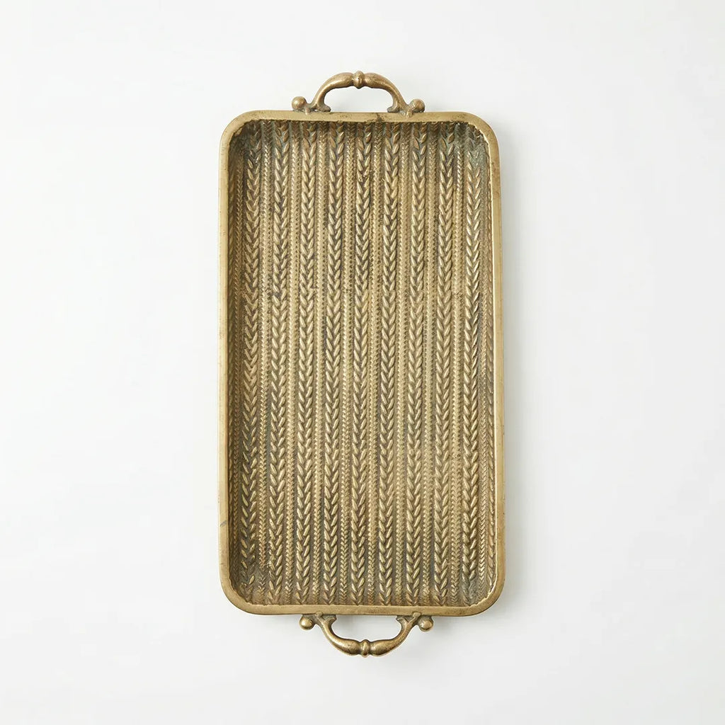58-6 Luhpar Hammered Gold Rectangular Metal Tray (Small / Medium)