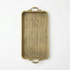 58-6 Luhpar Hammered Gold Rectangular Metal Tray (Small / Medium)