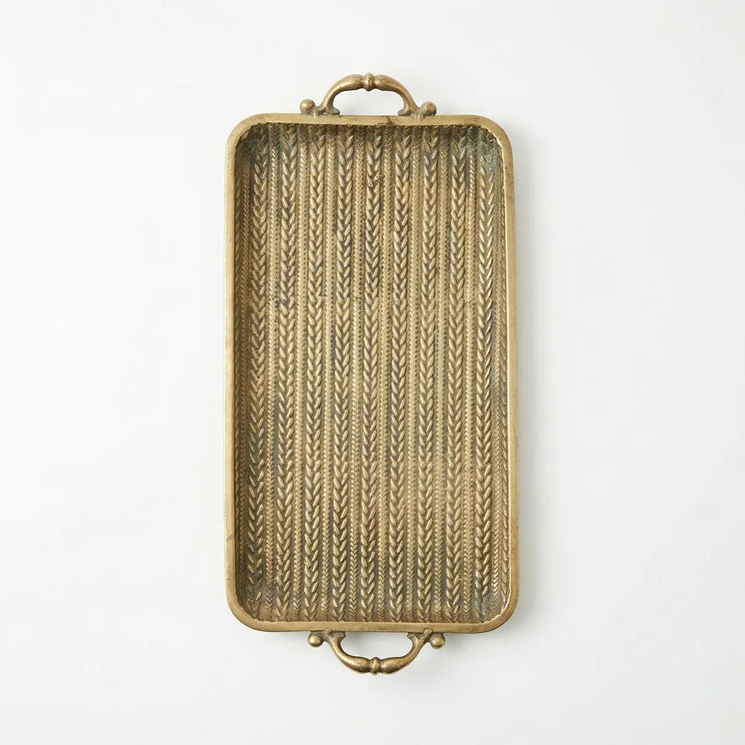 58-6 Luhpar Hammered Gold Rectangular Metal Tray (Small / Medium)