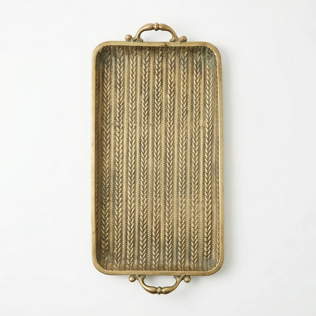 58-6 Luhpar Hammered Gold Rectangular Metal Tray (Small / Medium)