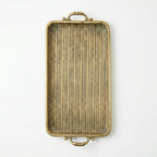 58-6 Luhpar Hammered Gold Rectangular Metal Tray (Small / Medium)