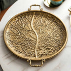 58-10 Luhpar Textured Gold Round Metal Tray (Small / Medium)