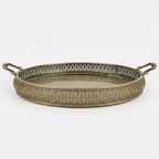 58-10 Luhpar Textured Gold Round Metal Tray (Small / Medium)