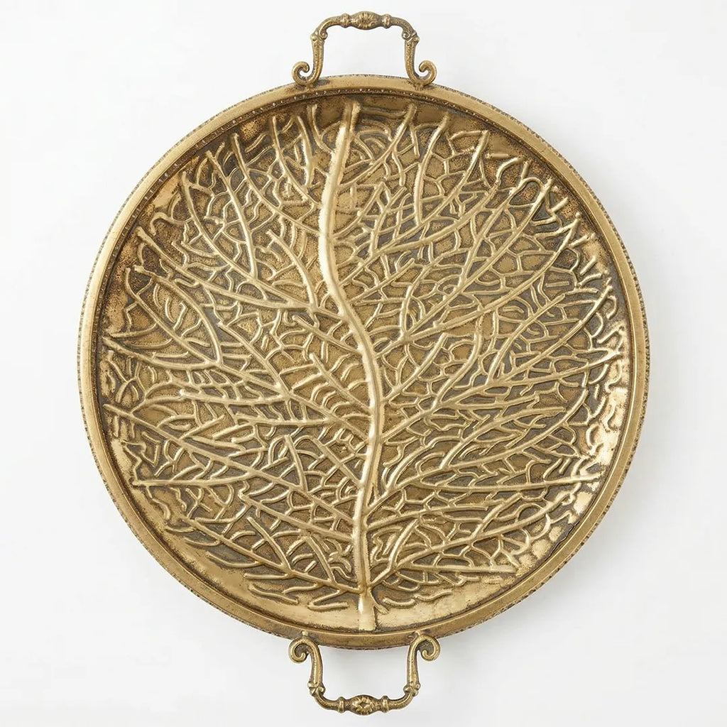 58-10 Luhpar Textured Gold Round Metal Tray (Small / Medium)