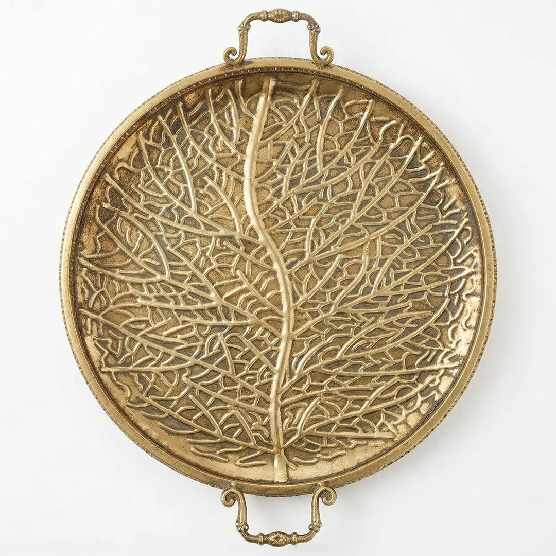 58-10 Luhpar Textured Gold Round Metal Tray (Small / Medium)