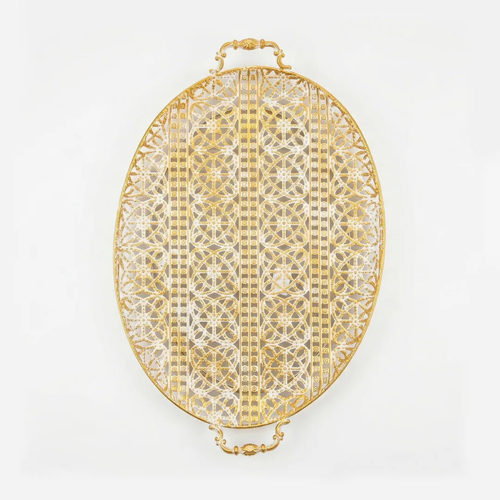 58-12 Luhpar Ornate Gold Oval Metal Tray (Small / Medium)