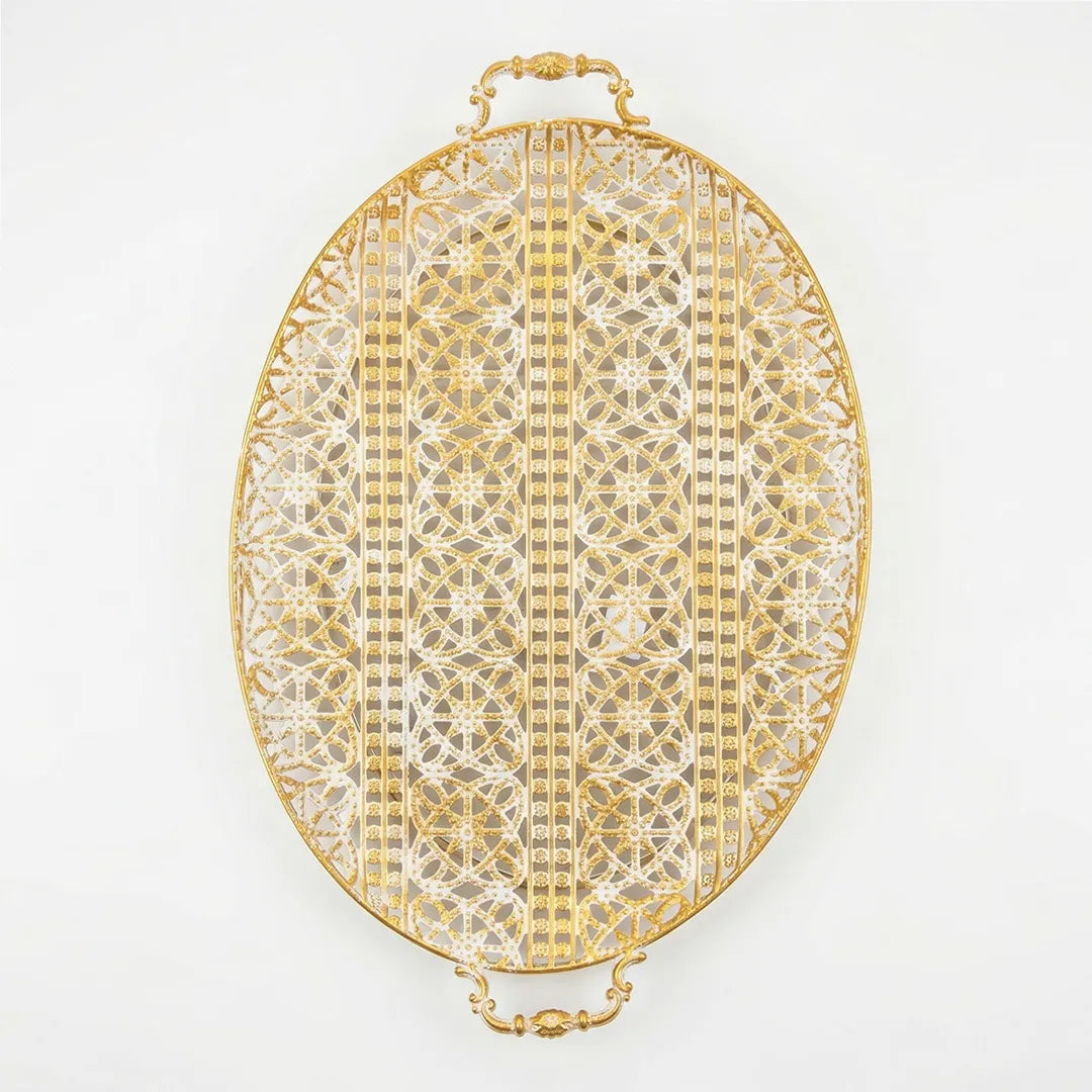 58-12 Luhpar Ornate Gold Oval Metal Tray (Small / Medium)