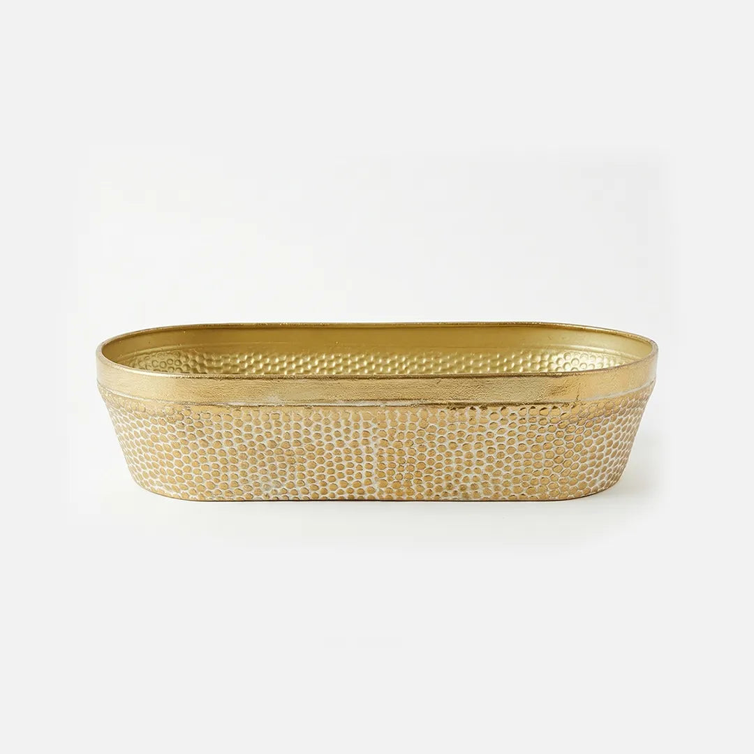 58-17 Luhpar Hammered Gold Oval Metal Tray (Small / Medium / Large)