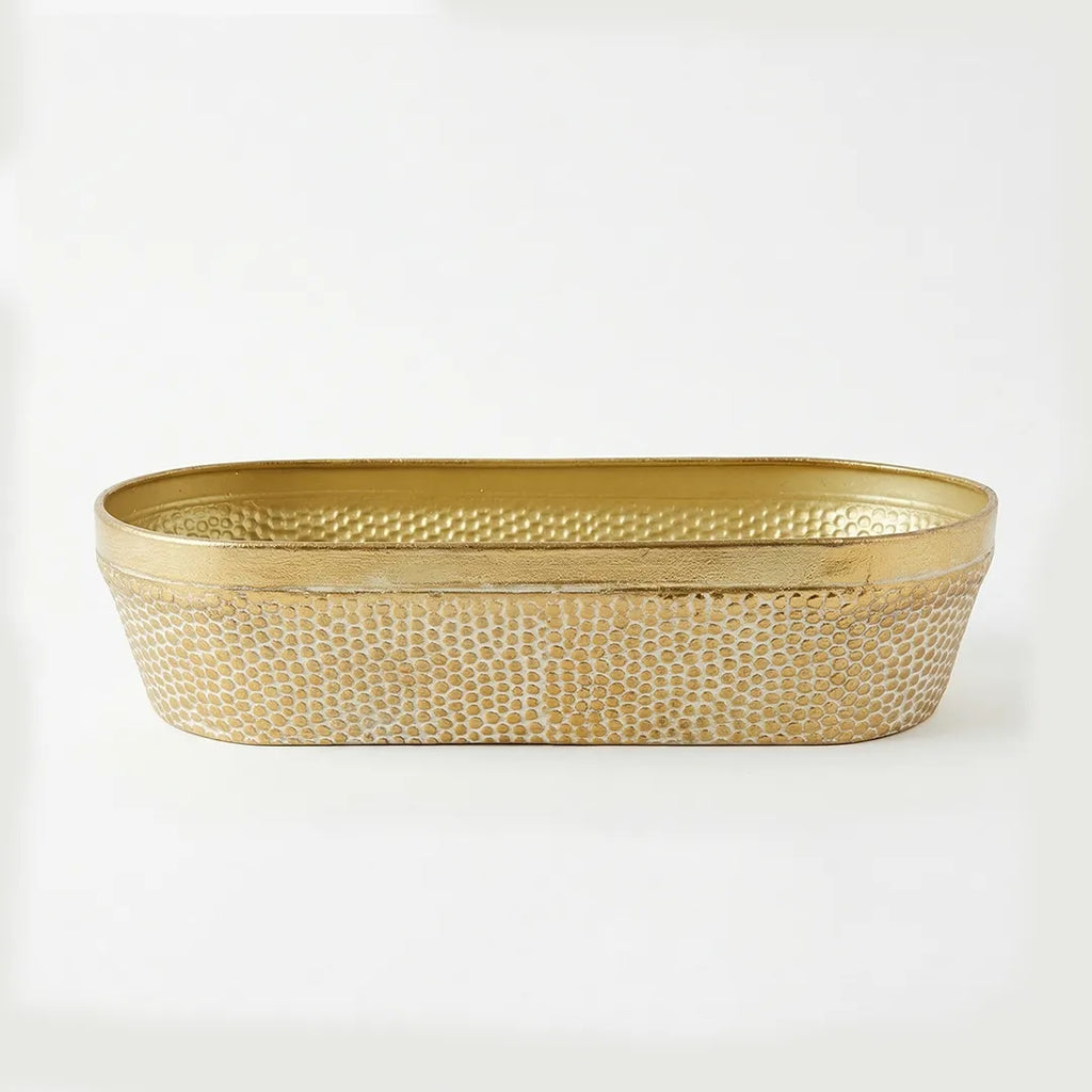 58-17 Luhpar Hammered Gold Oval Metal Tray (Small / Medium / Large)