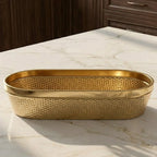 58-17 Luhpar Hammered Gold Oval Metal Tray (Small / Medium / Large)