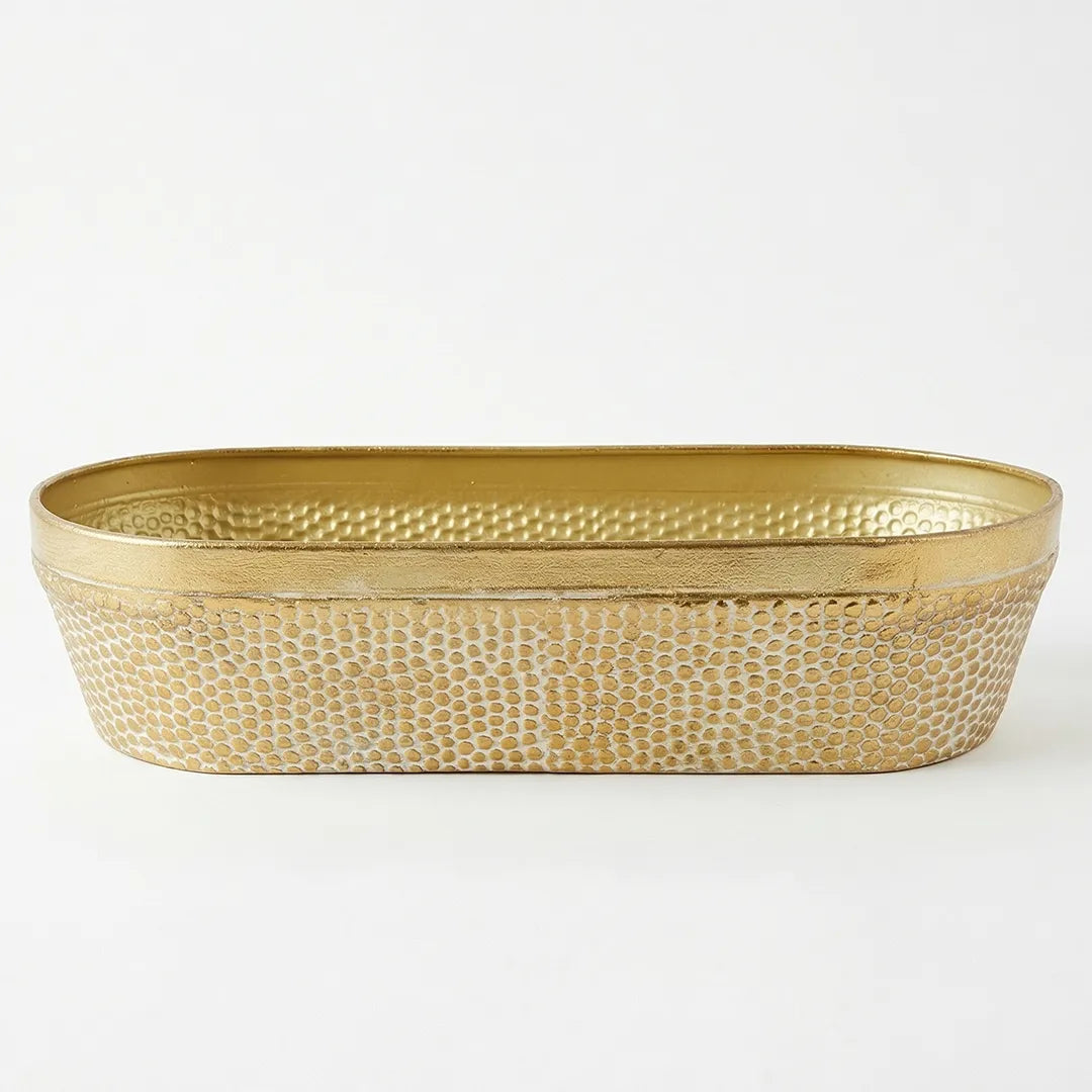 58-17 Luhpar Hammered Gold Oval Metal Tray (Small / Medium / Large)