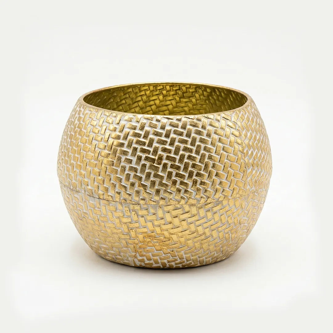58-18 Luhpar Textured Gold Round Flower Vase (Small / Medium / Large)