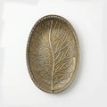 25275A-1 Luhpar Antique Gold Oval Metal Tray with Leaf Design (Small / Medium)