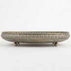 25275A-1 Luhpar Antique Gold Oval Metal Tray with Leaf Design (Small / Medium)