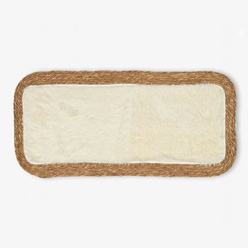 GZMZ379 Luhpar Plush Runner Mat Natural Fiber & Cream 55×135 cm