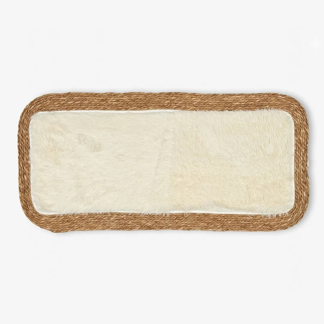 GZMZ379 Luhpar Plush Runner Mat Natural Fiber & Cream 55×135 cm