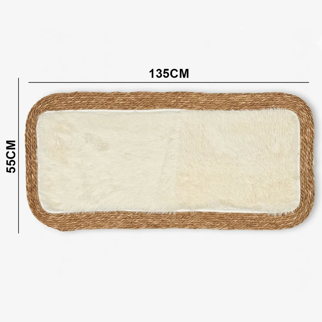 GZMZ379 Luhpar Plush Runner Mat Natural Fiber & Cream 55×135 cm