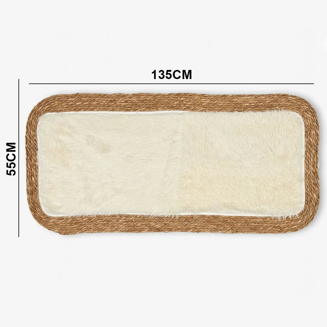 GZMZ379 Luhpar Plush Runner Mat Natural Fiber & Cream 55×135 cm