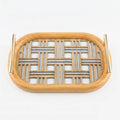 20-2 Wooden Serving Tray with Gold Handles and Geometric Glass Base – Medium / Small