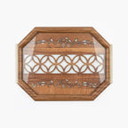 20-4 Decorative Wooden Serving Tray with Gold Handles and Floral Pattern – Medium / Small