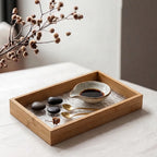 20-5 Rectangular Bamboo Serving Tray with Textured Glass Base – Medium / Small