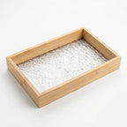 20-5 Rectangular Bamboo Serving Tray with Textured Glass Base – Medium / Small
