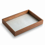 20-8 Rectangular Wooden Serving Tray with Textured Glass Base – Medium / Small