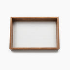 20-8 Rectangular Wooden Serving Tray with Textured Glass Base – Medium / Small