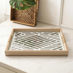 20-10 Rectangular Wooden Serving Tray with Geometric Glass Base – Medium / Small