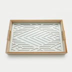 20-10 Rectangular Wooden Serving Tray with Geometric Glass Base – Medium / Small