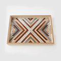 20-14 Rectangular Wooden Serving Tray with Glass Base and Geometric Pattern – Medium / Small