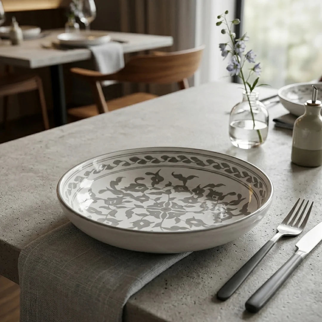 P-B 32 Selene Botanical Motif Deep Serving Plate – 32 cm