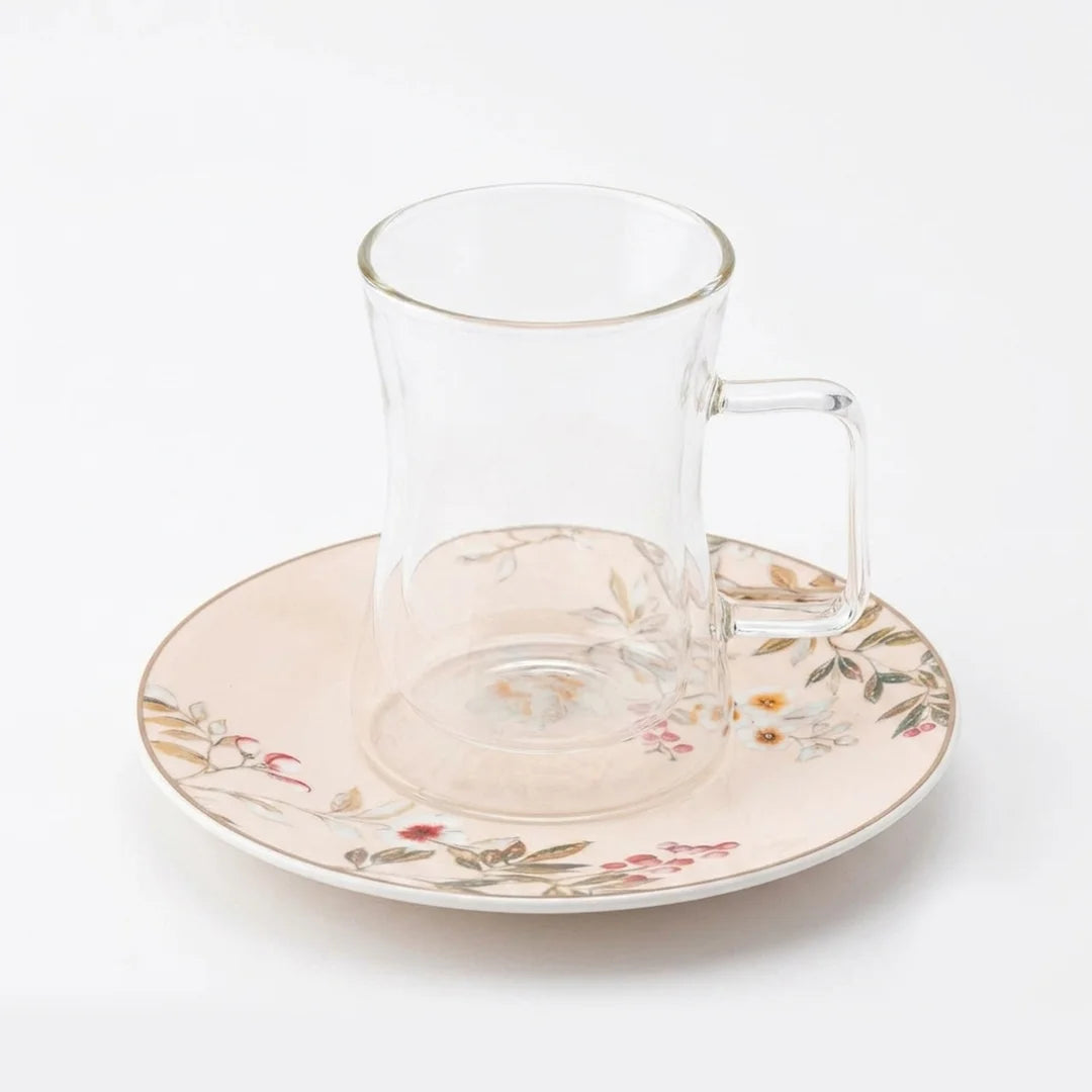 Luhpar Chinoserie Floral 18-piece porcelain tea cup set — detail view