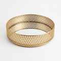 A419-6  Round Gold Metal Mirrored Tray (Small / Medium)