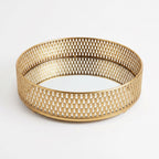 A419-6  Round Gold Metal Mirrored Tray (Small / Medium)