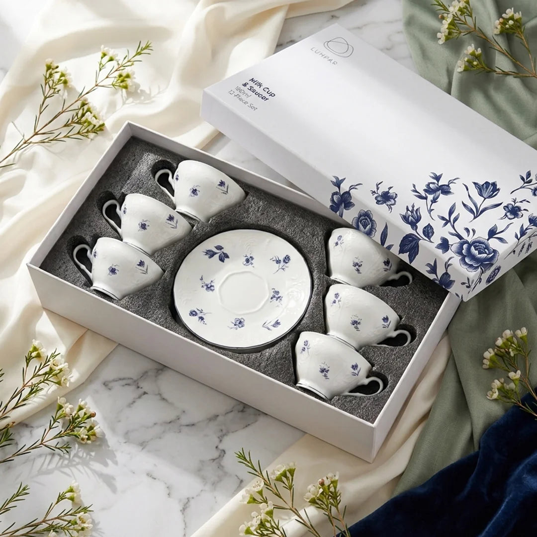 AB-015 Blue Azure Porcelain Tea Cup & Saucer Set of 12 – 180 ml