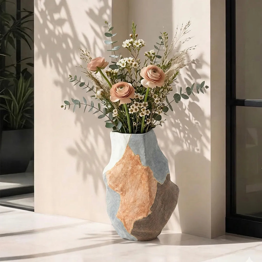 49388-8 Decorative Floor Vase  Abstract Multi-Tone Finish 48 cm