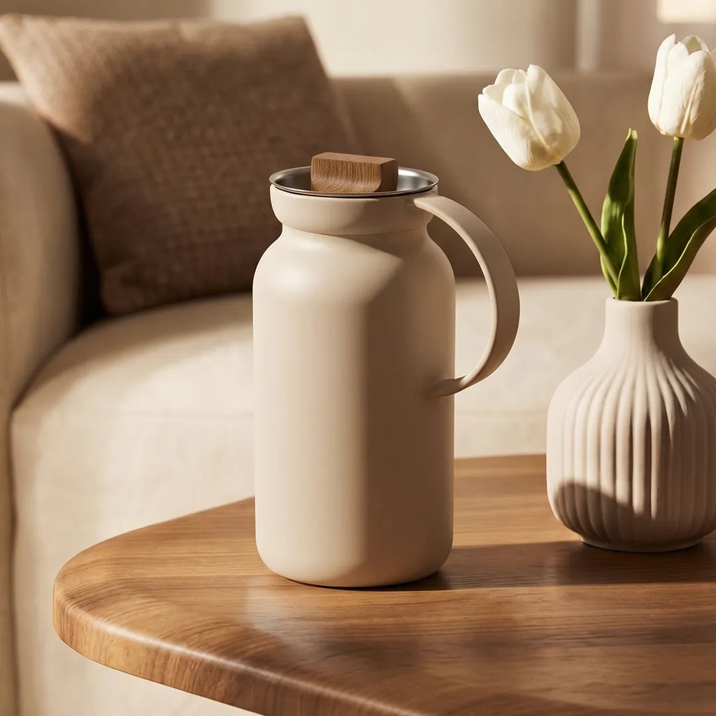 502874 Eva Solo Silhouette Vacuum Jug – Soft Beige, 1.0 Litre