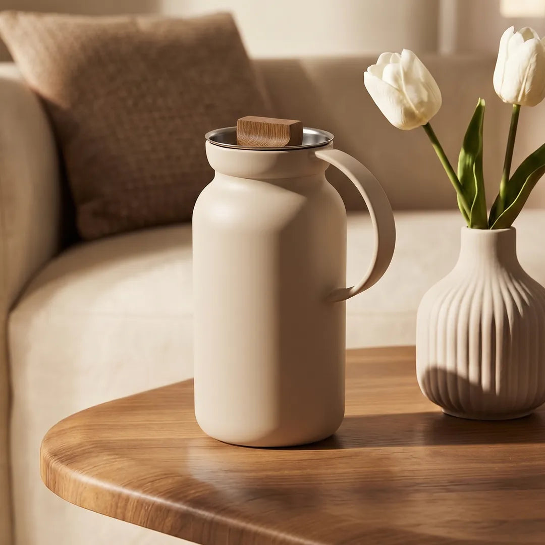 502874 Eva Solo Silhouette Vacuum Jug – Soft Beige, 1.0 Litre