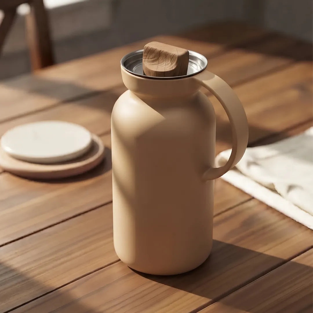 502876 Eva Solo Silhouette Vacuum Jug – Matte Sand Beige, 1.0 Litre