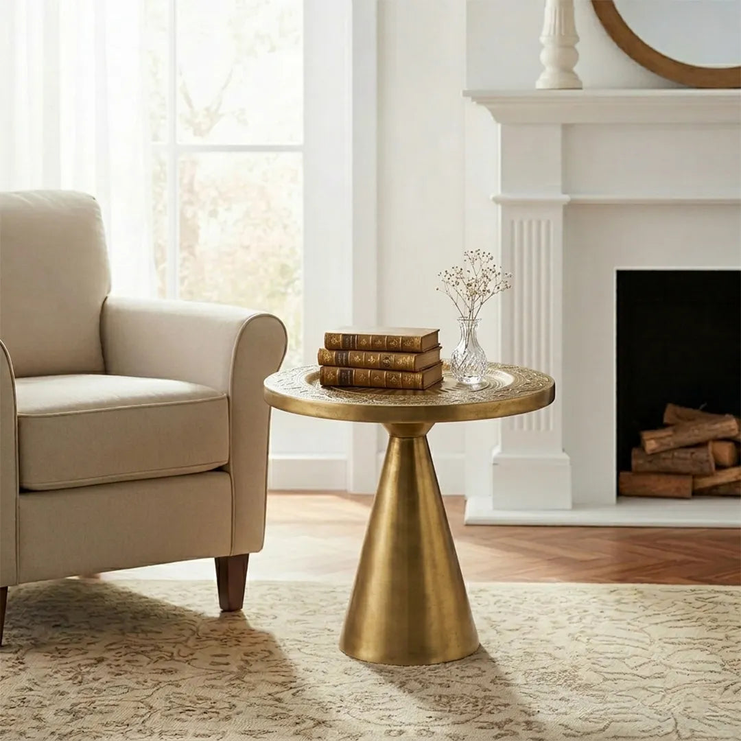 58-13 Gold Round Side Table Metal Decorative Accent Table 45cm