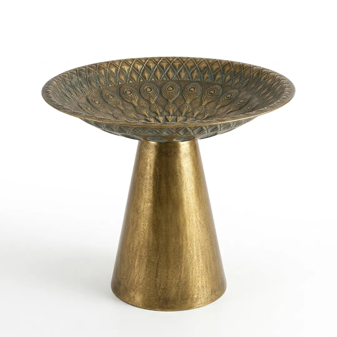 58-14 Gold Pedestal Bowl Table Metal Decorative Accent Table 45cm