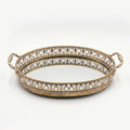 A419-22 Round Gold Metal Mirrored Tray with Handles (Small / Medium)
