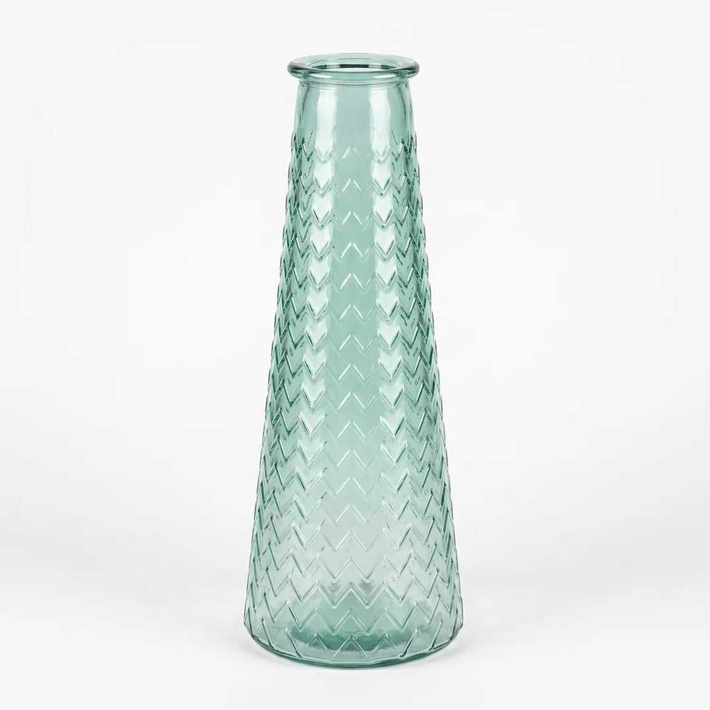 6065 Mandala Glass Vase Green Textured Tall Vase 55.5 cm